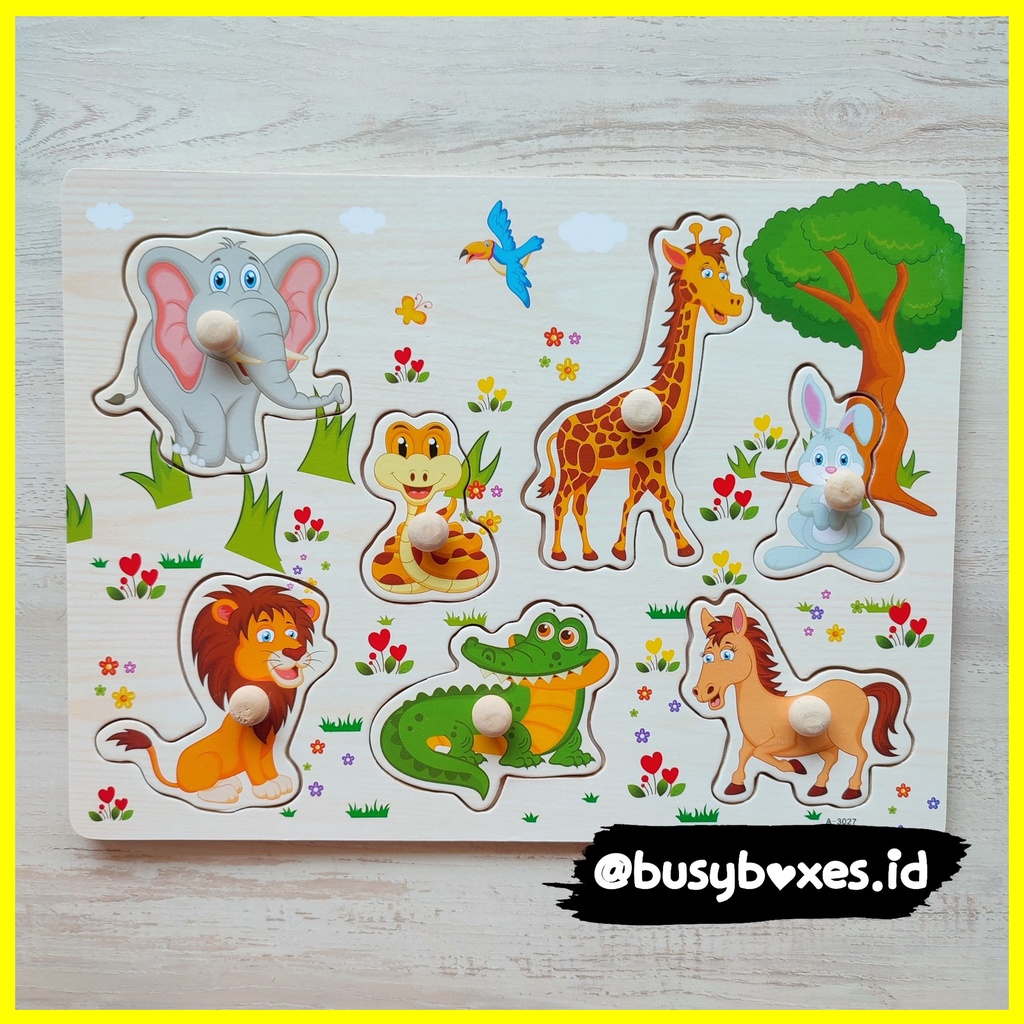 [busyboxes.id] puzzle kayu mainan edukasi anak 3 tahun mainan edukasin anak 2 tahun tema hewan binatang zoo animals - buaya