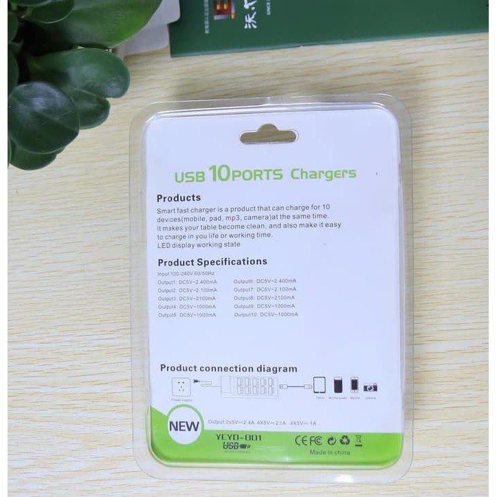 Charger 10 USB Ports multiports Charger samsung xiaomi apple 2.4a 2.1a