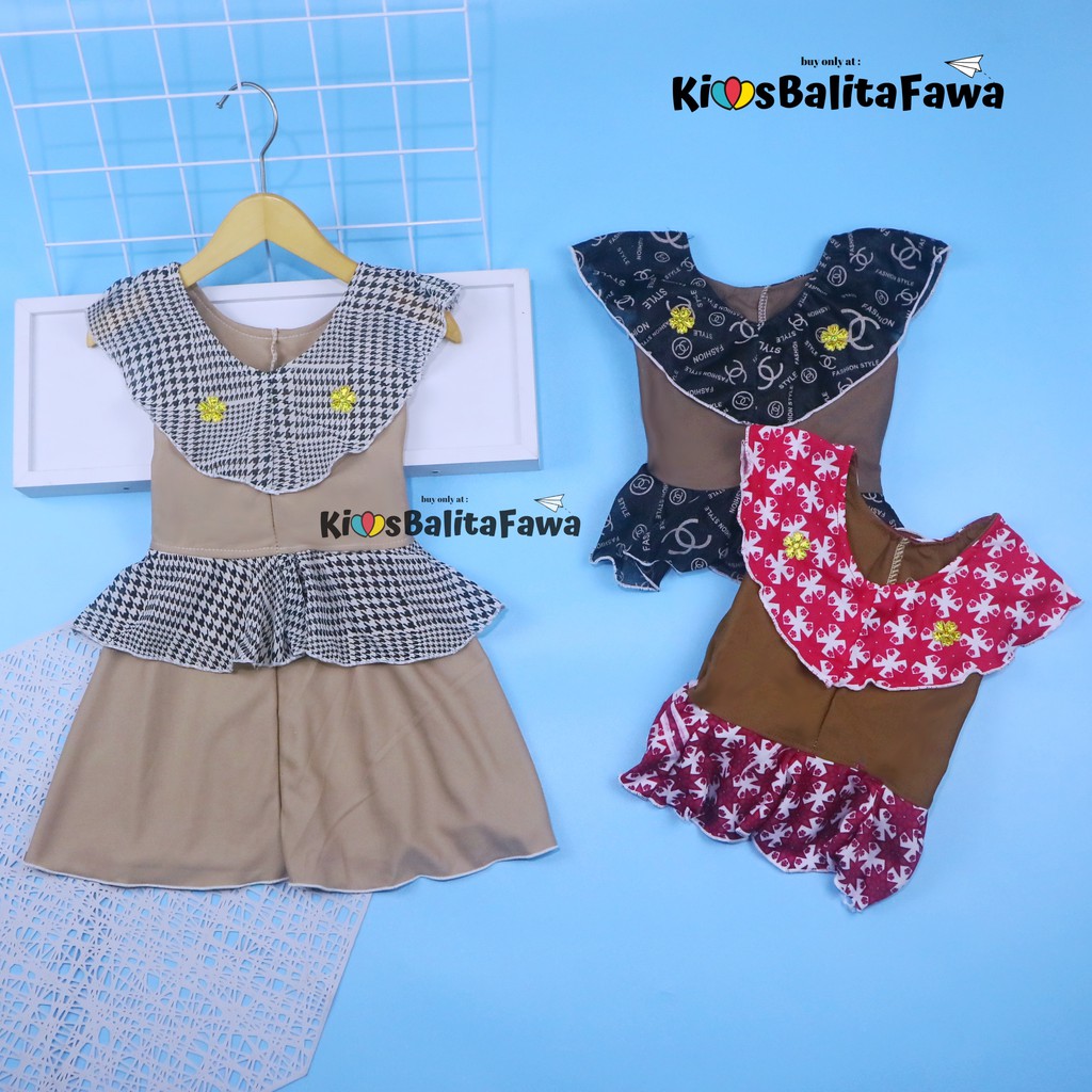 Dress Helen Bayi 3-12 Bulan  / Dres Brukat Baby Anak Perempuan Baju Yukensi Pesta Murah Harian Adem