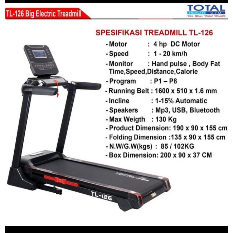 TREADMILL ELEKTRIK TL126 / TREADMILL ELEKTRIK