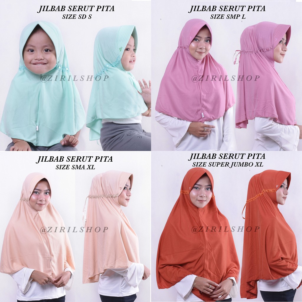 Jilbab Serut Pita KAOS Hijab Sekolah Bergo Model RABBANI Shopee