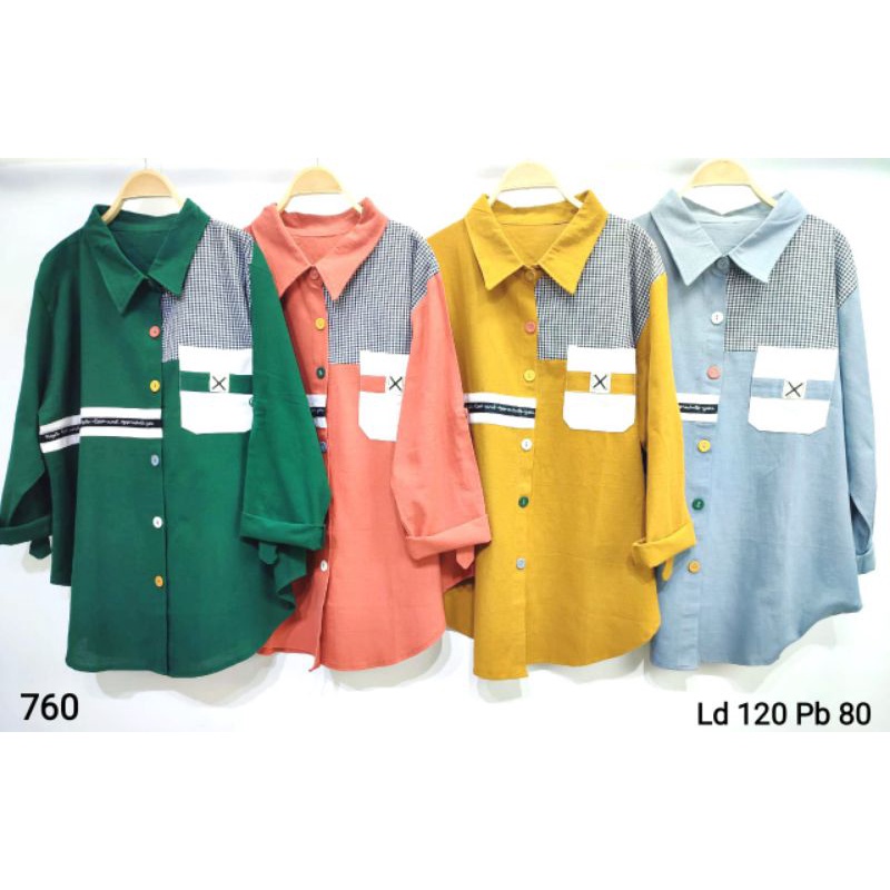 Atasan Kemeja Katun Linen Import Super JUMBO Model Simple Fella#760