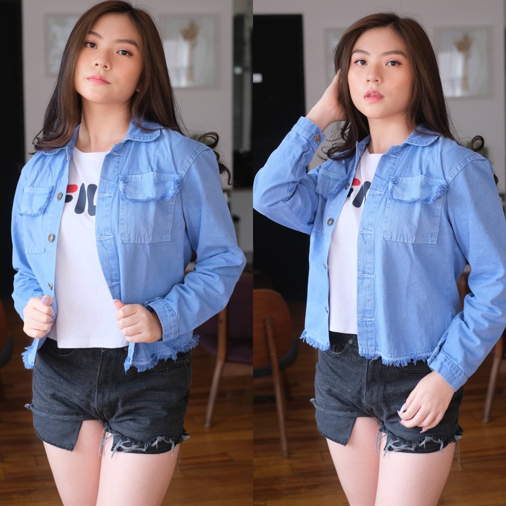 JAKET JEANS CROP RAWIS // JAKET SNOW 068