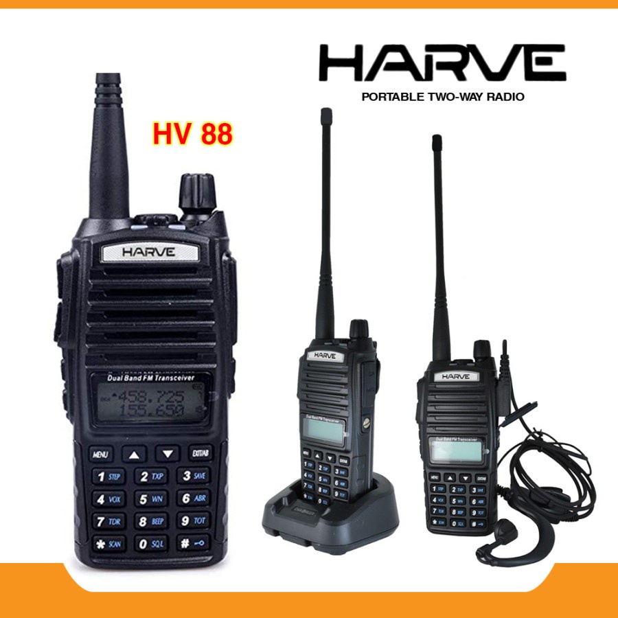 Handy Talky Harve HV-88 5 Watt Ht Harve HV88 Dual PTT Free Headset