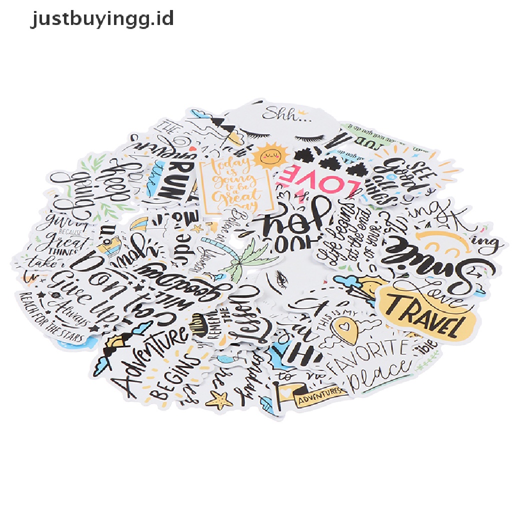 50 Pcs Stiker Kutipan Phrases Motivasi Tahan Air Untuk Laptop Skateboard