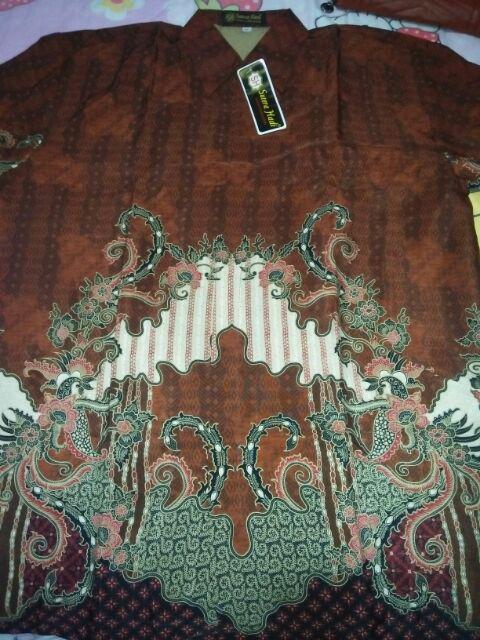 Kemeja Batik Furing Coklat Tua Bata Chocolate Licin Regular Fit Seragam Lengan Panjang Bsy