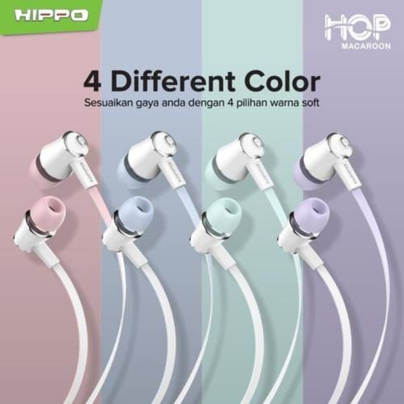 Hippo Headset HOP Macaroon Handsfree Super Bass Wired