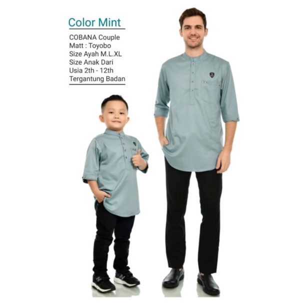 KOKO QURTA COUPLE WARNA MINT COBANA - BAJU MUSLIM PRIA - KOKO QURTA PAKISTAN COUPLE TERMURA