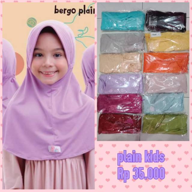 Bergo plain laura anak  by miulan hijab kerudung jilbab  