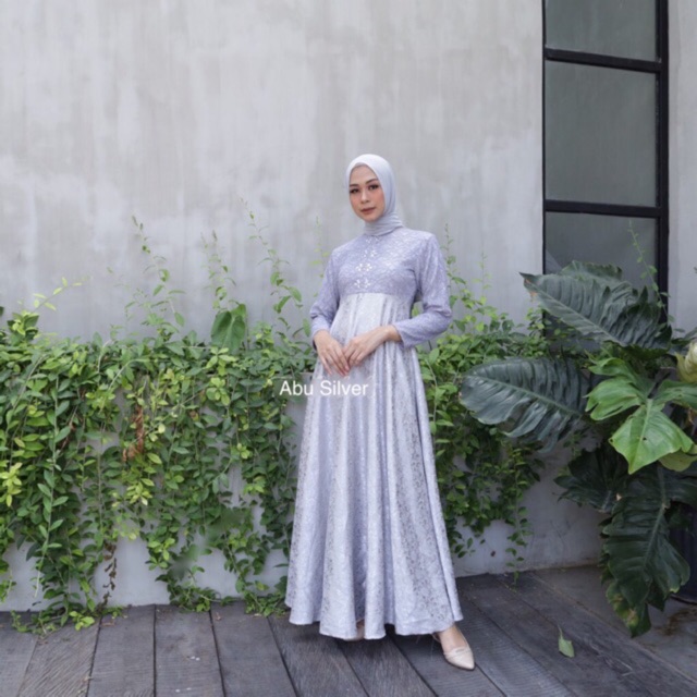 Dress Brokat kombinasi Jaguard Glitter