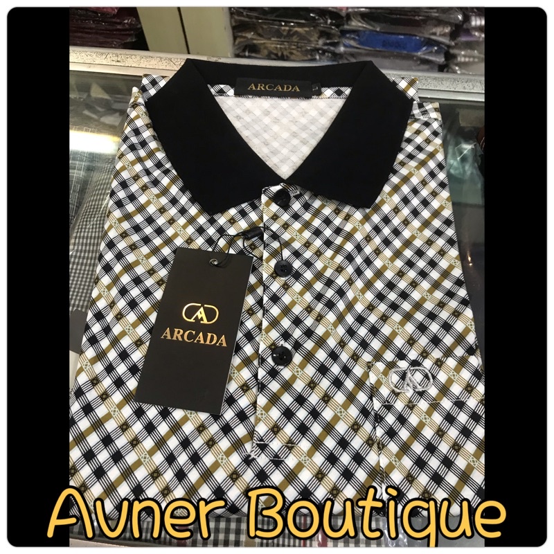 Kaos kerah pria Arcada motif kotak fashion style