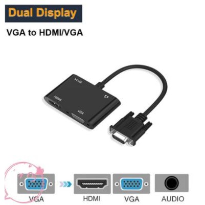 Vga male to hdmi vga audio 3.5mm female adapter converter full hd 2k for pc laptop - Konverter Vga to hdtv vga