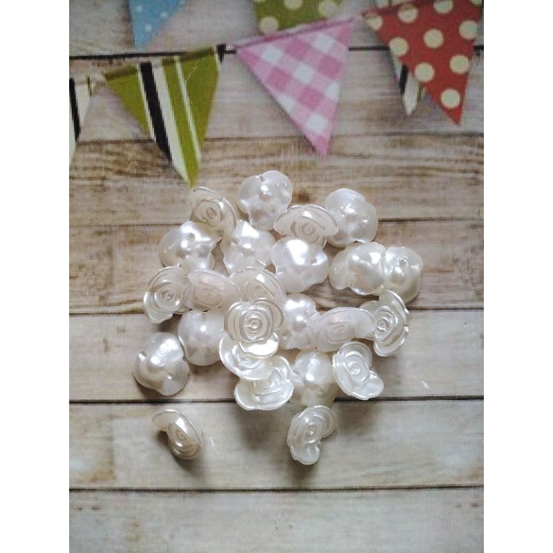 mutiara sintetis bunga mawar kancing konektor masker 1 &amp; 1.5 cm  100 pcs