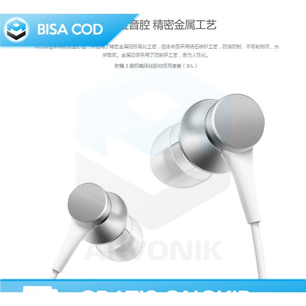 HANDSFREE HEADSET ORIGINAL XIAOMI MI PISTON HUOSAI 3 FOR SAMSUNG OPPO