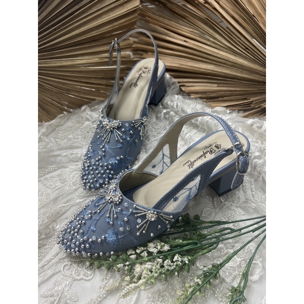 sepatu wanita wedding rullne iceblue 5cm tahu