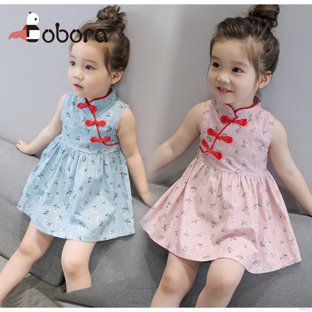BOBORA Cheongsam Dress Kids Chinese New 
