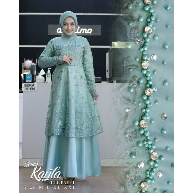 Kayla Dress / Kebaya Gamis Modern / Baju Gamis Pesta Mewah