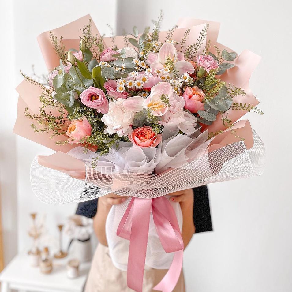 

오 Flower Wrapping Paper Polynet Korea / Mesh Roll Tile Jaring / Kertas Buket Bunga Florist /Kertas Bunga /Wrapping Paper Promo