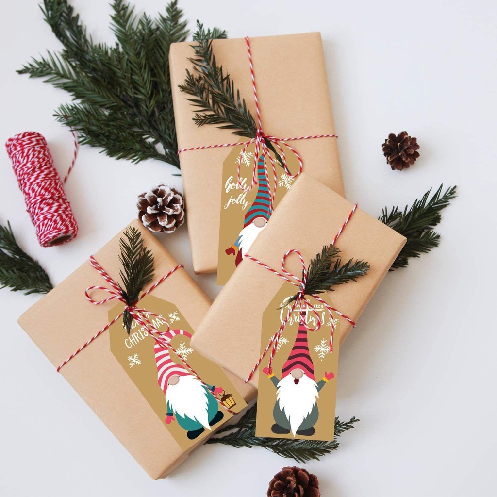Populer 100PCS Kraft Tag DIY Kertas Kraft Pembungkus Perlengkapan Label Natal