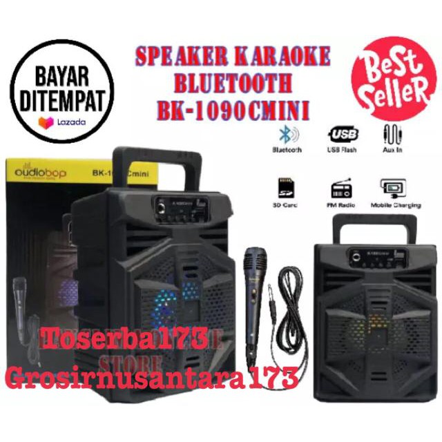 TERMURAH - Speaker Bluetooth Karaoke BK-1090 C MINI Bonus Mic