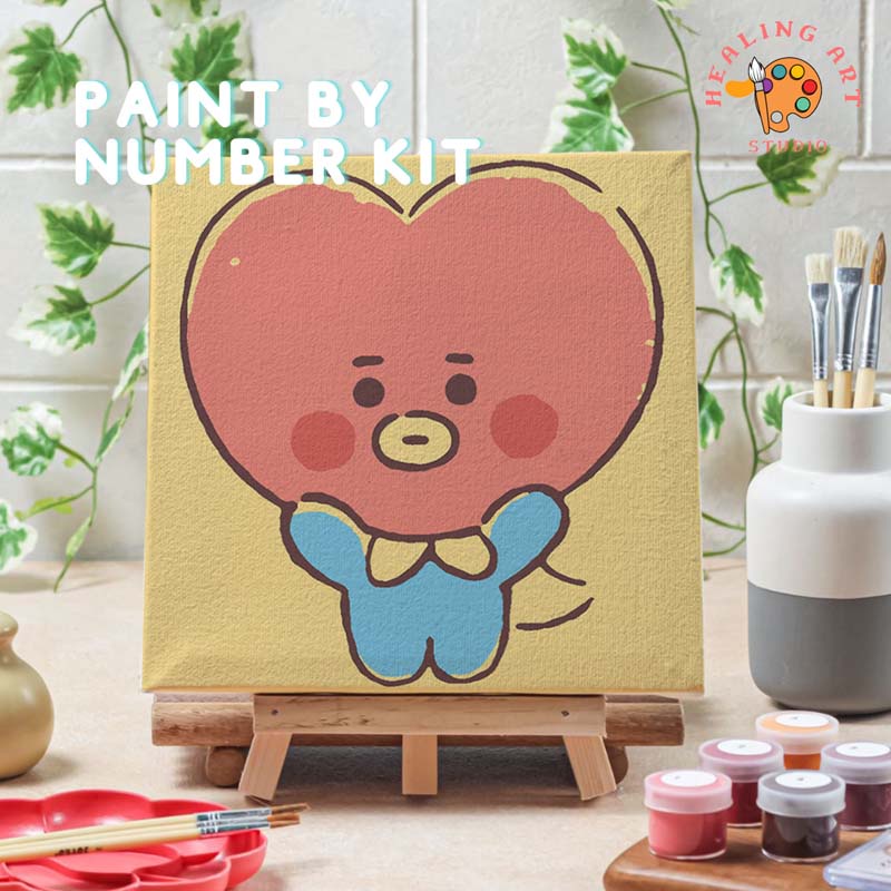 

Paint by number lukisan BTS BT21 VER 1 canvas 20x20 cm / painting kit / set melukis