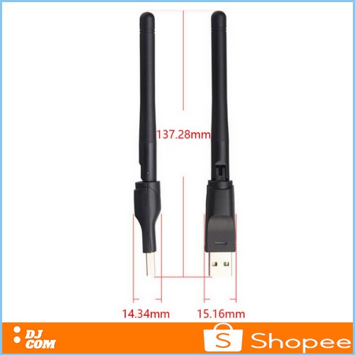 USB Dongle Wifi Wireless Adapter Receiver Komputer PC Laptop Set Top Box MT 7601 150Mbps Antena