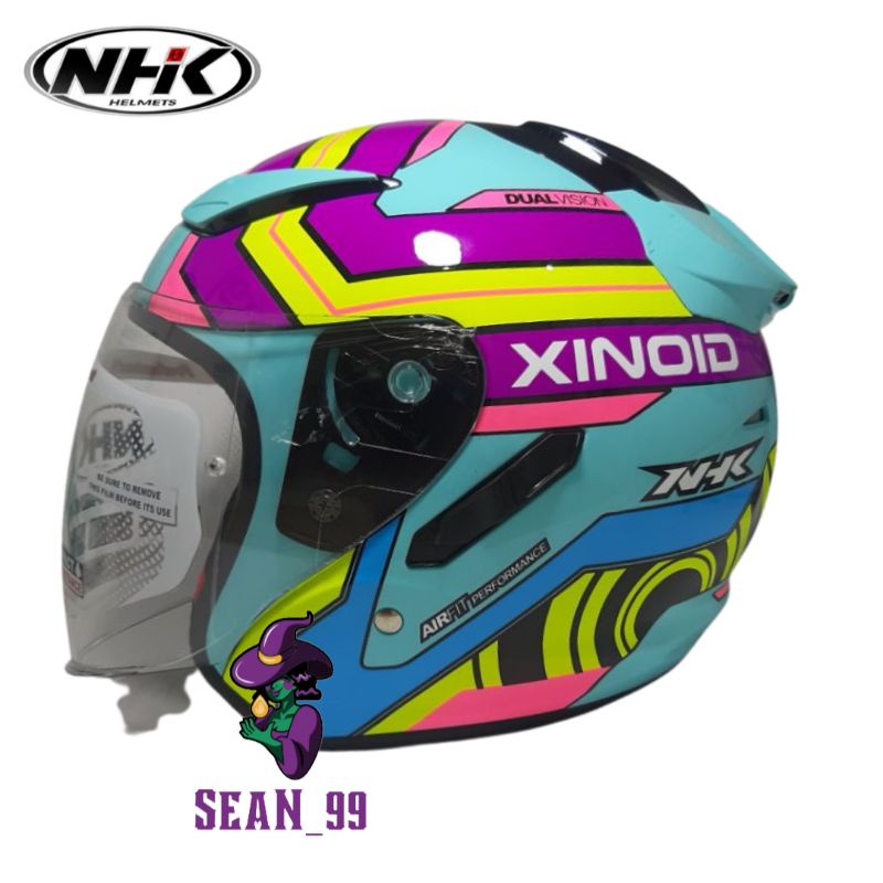 HELM NHK R1 XINOID LIGHT BLUE TOSCA PURPLE DOUBLE VISOR ORIGINAL SNI