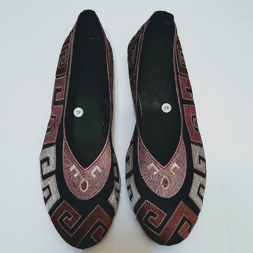 etnik fashion sepatu wanita slip on flat bordir murah terbaru kwaci fnta