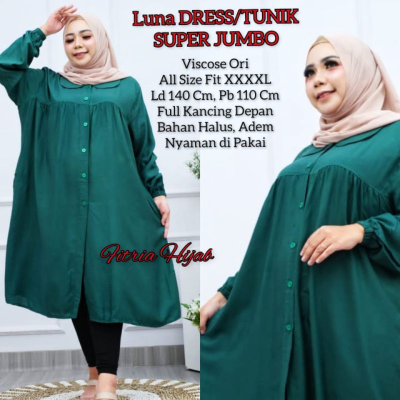 Tunik Atasan Super Jumbo Ld140 Warna Polos Luna