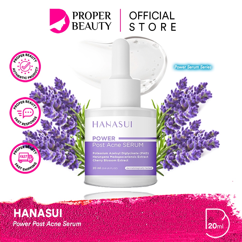 HANASUI Power Post Acne Serum Indonesia / Serum Wajah / Potassium Azeloyl Diglycinate PAD Harungana Madagascariensis Extract Cherry Blossom Extract 20ml / Kemerahan Kulit Berjerawat Jerawat / Super Powerful Series / Skincare Face Care / Intense Treatment