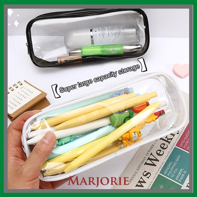 Decompression Primary Middle School Students Competition Rotating Pen Can Write Student Rotating PenTransparent PVC Student Stationery Zipper Pen Bag Travel Portable Toiletry Makeup Storage Bag-MJD