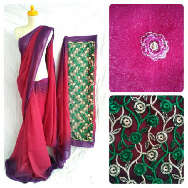 Kain saree/ sari India Kajol ungu