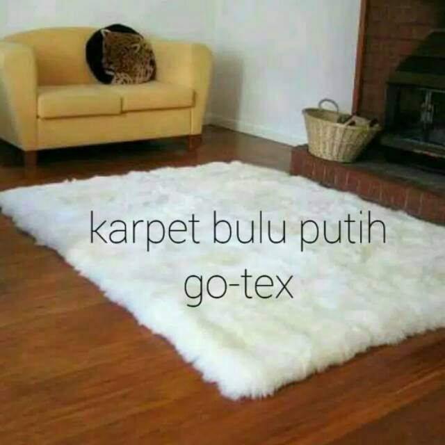  Karpet  bulu  korea russian fur white 100 150 Shopee  Indonesia