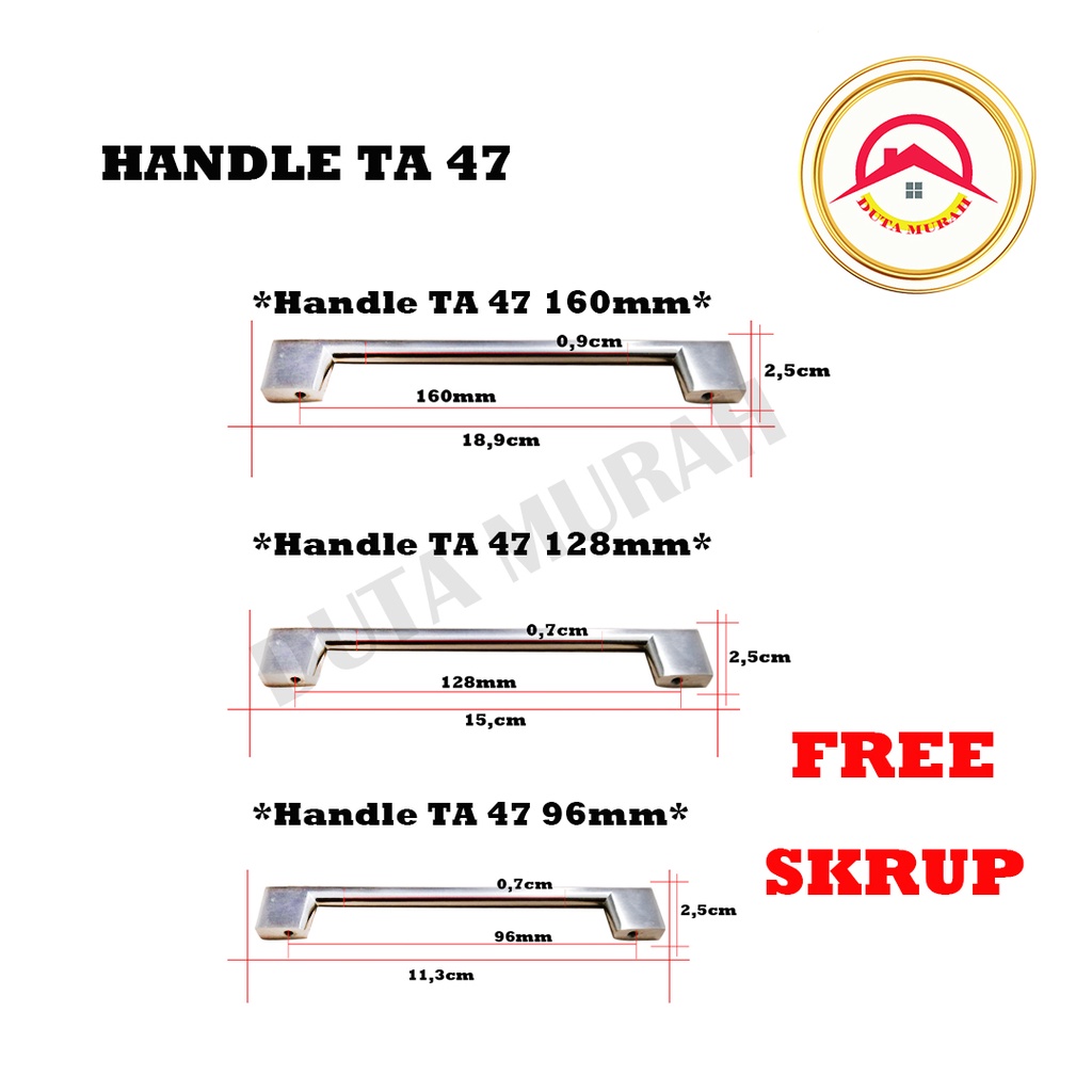 Tarikan Laci/Lemari TA 47 96 cm ( 1 pcs) / Tarikan Handel Laci/Lemari Kwalitas Terjamin Bagus