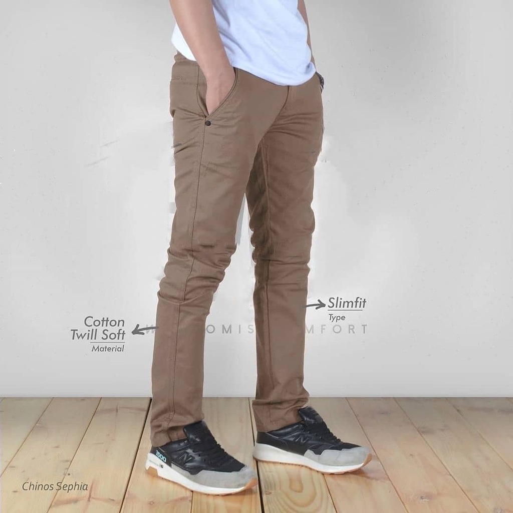Celana Chino Panjang Pria Warna Mocca Original Quality Size 28-38