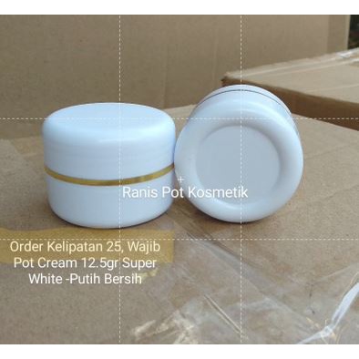 Pot Cream 12.5gr Putih Bersih/Super White Bawah Polos List Gold