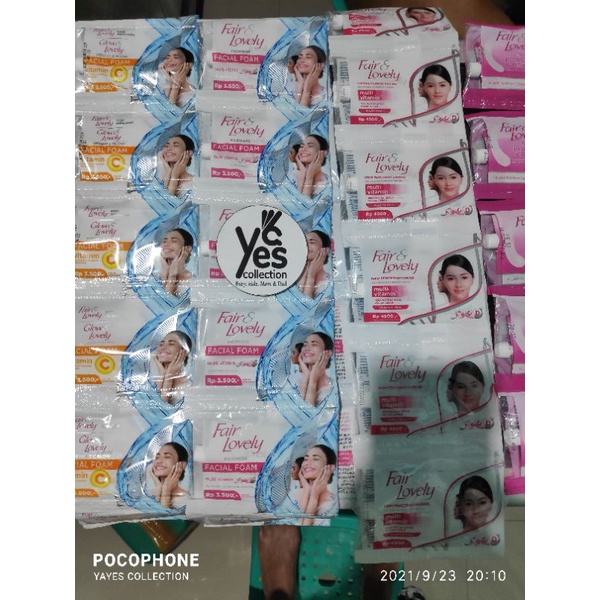 Glow &amp; Lovely Fair krim pencerah Facial Foam PCS sachet Face Wash Cuci Muka Multivitamin Cream UVA UVB