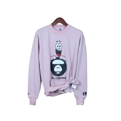 Jaket Sweater Crewneck APE X SPONGEBOB – Pink Edition Fashion Trendy Casual Pria Good Brand Quality