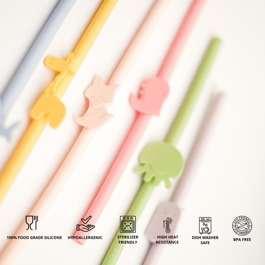 SILICONE BABY ANIMAL CHARACTER STRAWS