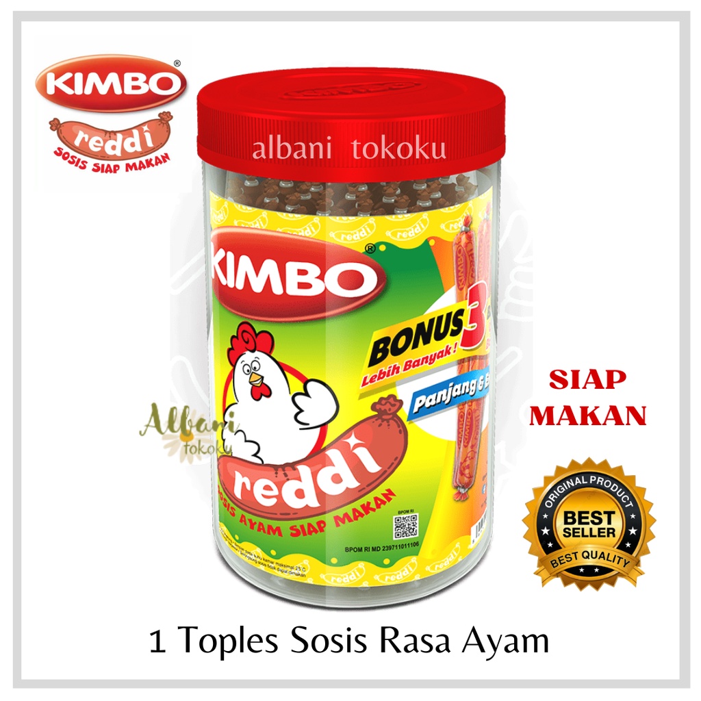 

KIMBO Reddi Sosis Ayam Kemasan Toples - Sosis Ayam Pilihan - Siap Makan - Sosis Kimbo