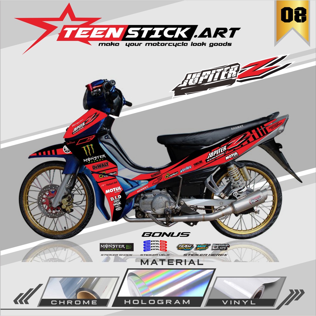 STRIPING JUPITER Z BURHAN - STRIPING HOLOGRAM YAMAHA JUPITER Z BURHAN 2006-2009 MONSTER