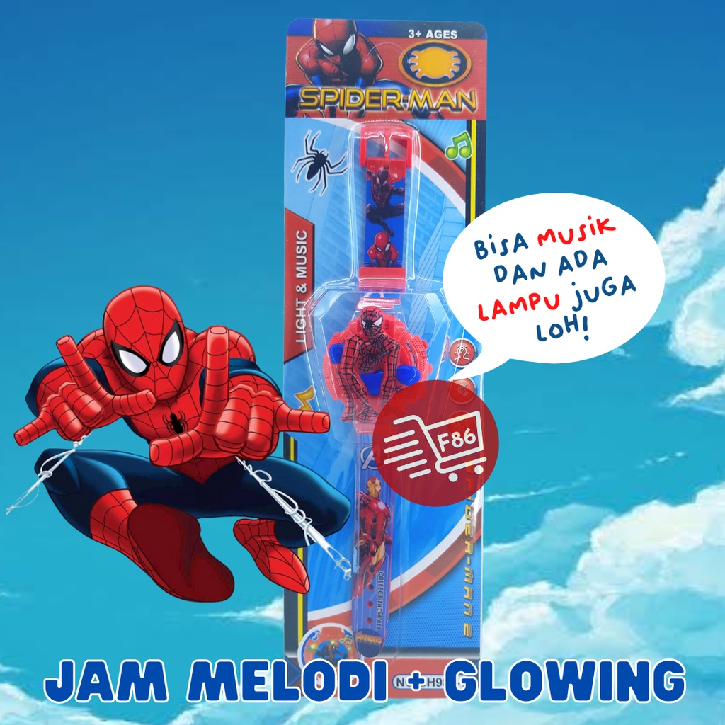 Jam tangan melodi /glowing anak musik bermotif banyak karakter led