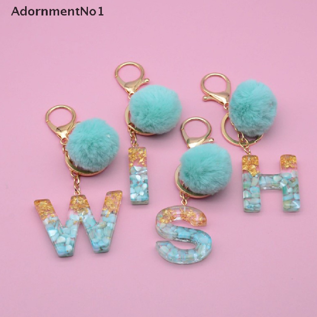 (AdornmentNo1) 1pc Gantungan Kunci Mobil / Tas Wanita Desain Tulisan + Pompom Bahan Akrilik