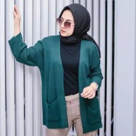 Cardigan Wanita Loocy Cardy Rajut | Kardigan Terlaris | Cardigan Rajut-Hijau Army