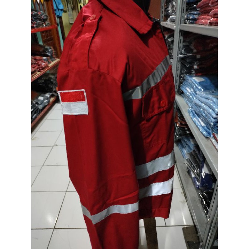 BAJU SAFETY MERAH RESLETING SCOTLIGHT DOBLE