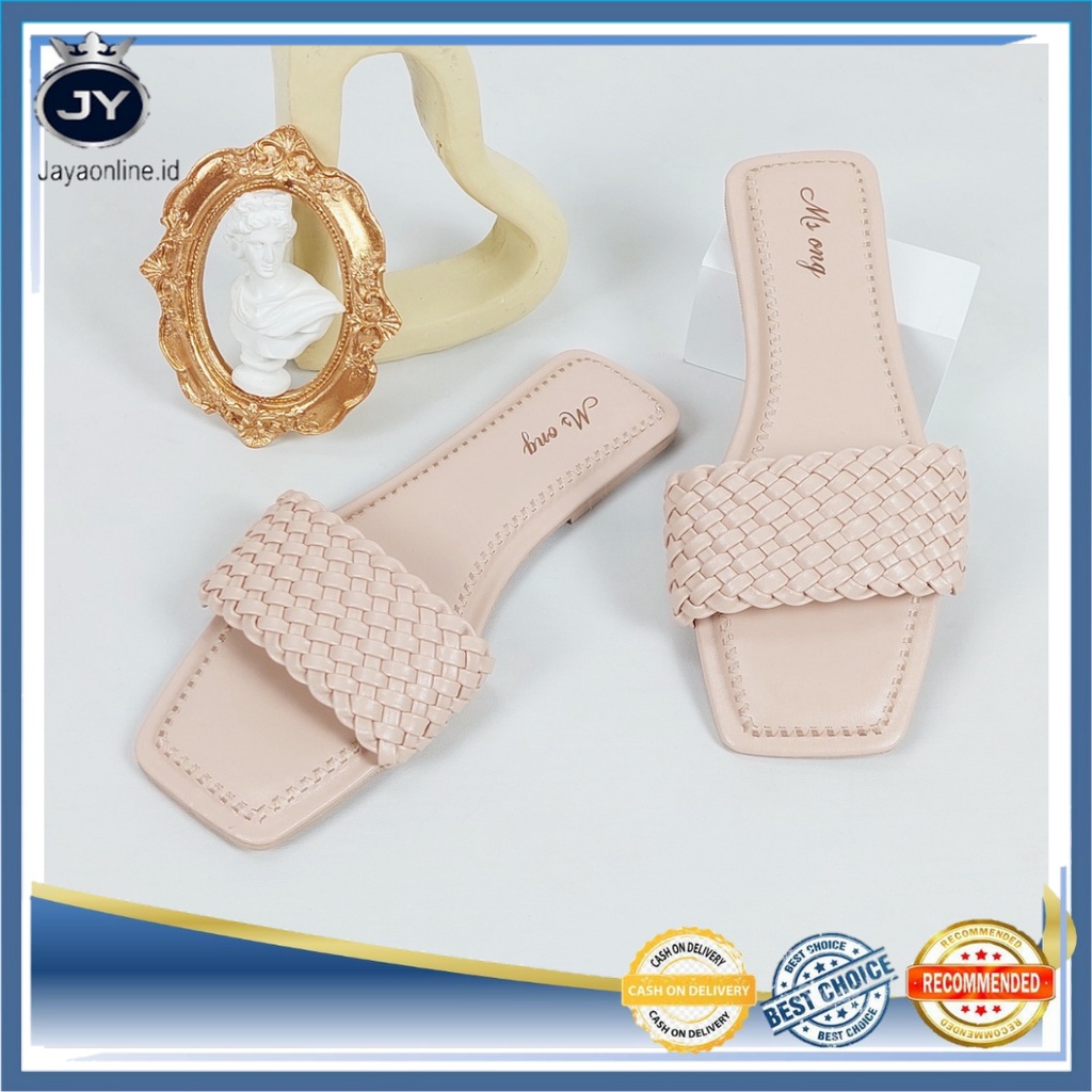 JY MST 02 Sandal Teplek / Flat Kepang Wanita Impor Murah