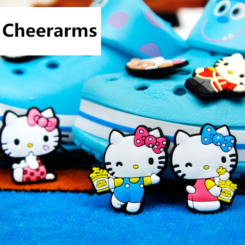 Kartun Hello kitty tema lucu shoe charms Jibbitz Crocs Pin decorate sandal  Lubang Sepatu accessories DIY Dapat Dilepas hadiah Natal