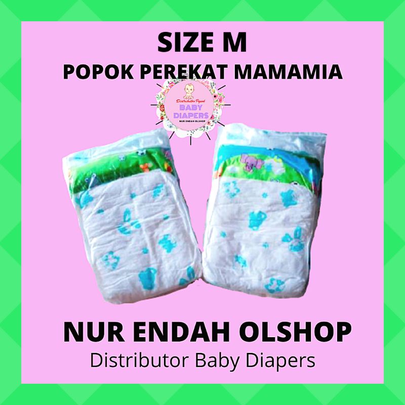 SIZE M POPOK PEREKAT MAMAMIA REPACK NON KEMASAN MERK MURAH, PAMPERS BAYI BABY DIAPERS REPACK