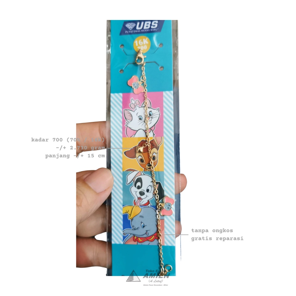 Toko Emas Amien Gelang Anak Emas Asli UBS Kadar 700 (70% / 16K) 2.730 Gram - Bracelet Rantai Disney 