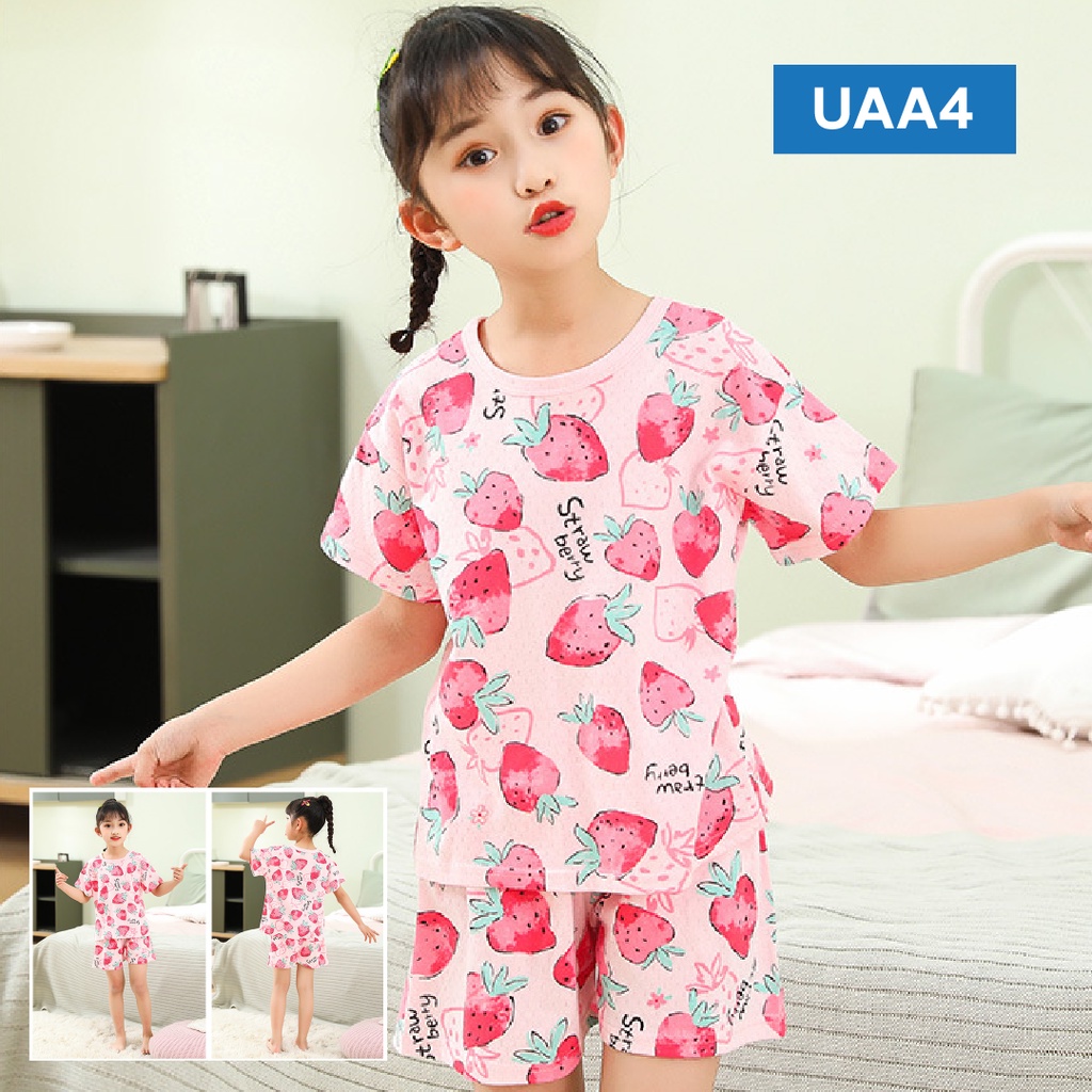 LAPAGO - Piyama Anak Perempuan Setelan Baju Tidur Lengan Pendek Usia 2-8 Tahun Type UAA